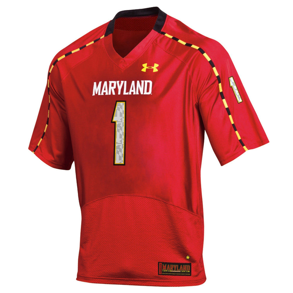 Under Armour Maryland Terrapins #1 Replica Patch Master Jersey - Red