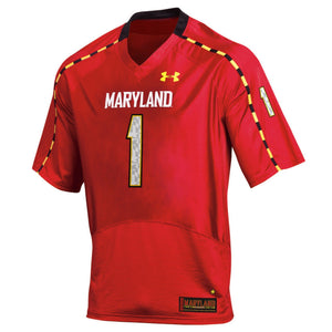 Under Armour Maryland Terrapins #1 Replica Patch Master Jersey - Red