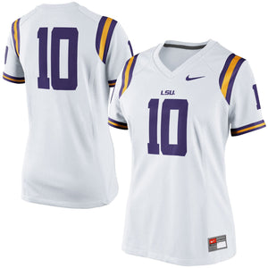 Women's Nike No. 10 White LSU Tigers Game Jersey