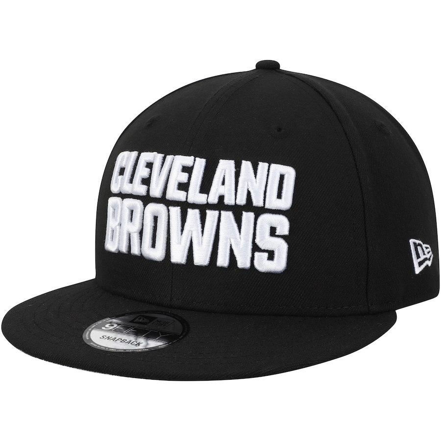 Men's Cleveland Browns New Era Black B-Dub 9FIFTY Adjustable Hat NFL