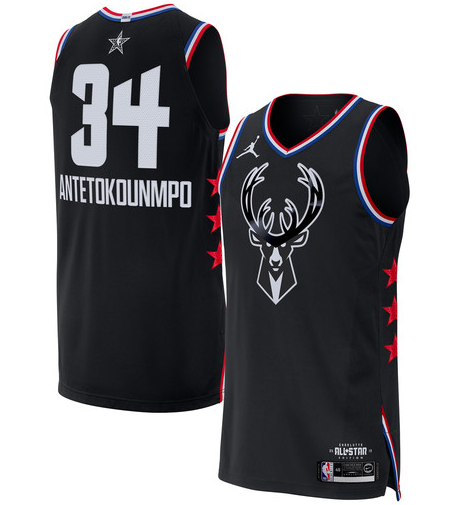 NBA Jordan All-Star 2019 Black Authentic Jersey - Giannis Antetokounmpo - Mens
