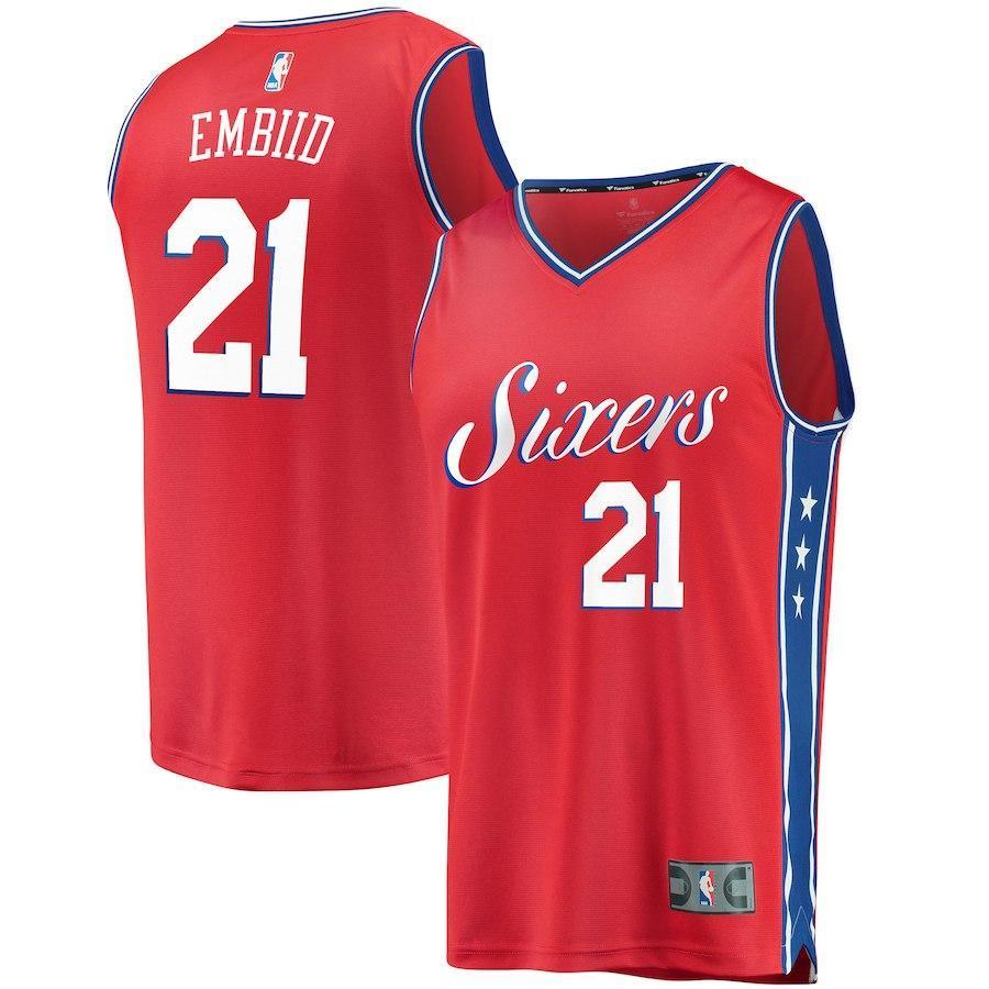 Joel Embiid Philadelphia 76ers Branded Youth Fast Break Jersey Red - Statement Edition 2018/2019