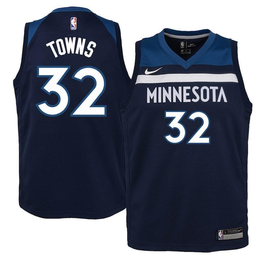 Karl-Anthony Towns Minnesota Timberwolves Youth Jersey Navy - Icon Edition 2018/2019