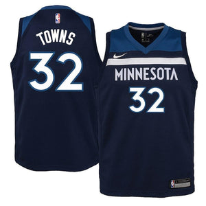 Karl-Anthony Towns Minnesota Timberwolves Youth Jersey Navy - Icon Edition 2018/2019