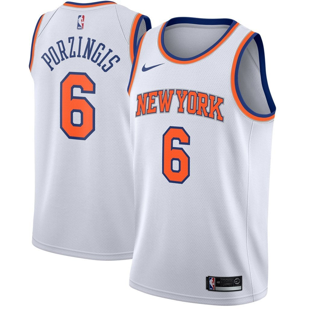 Kristaps Porzingis New York Knicks White Swingman Jersey 2018 - 2019