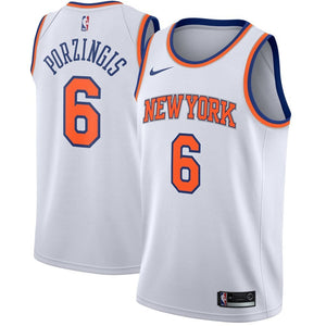 Kristaps Porzingis New York Knicks White Swingman Jersey 2018 - 2019