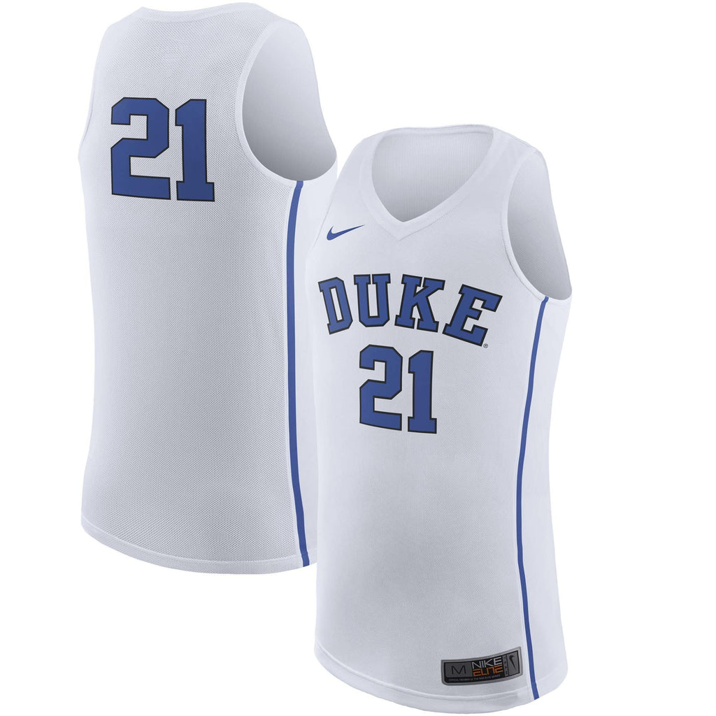 Men's Nike #21 White Duke Blue Devils Replica Basketball Jersey