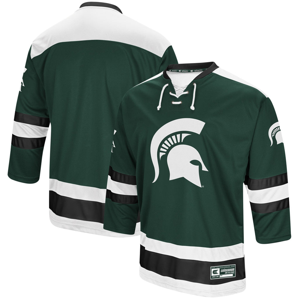 Men's Colosseum Green Michigan State Spartans Athletic Machine Hockey Sweater Jersey