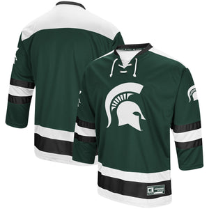 Men's Colosseum Green Michigan State Spartans Athletic Machine Hockey Sweater Jersey
