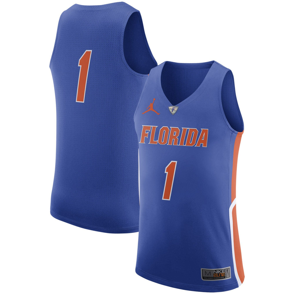 Men's Jordan Brand #1 Royal Florida Gators Authentic On-Court Basketball Jersey