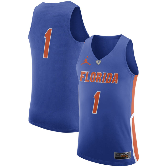 Men's Jordan Brand #1 Royal Florida Gators Authentic On-Court Basketball Jersey