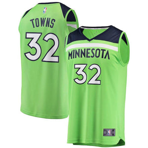 Karl-Anthony Towns Minnesota Timberwolves Branded Youth Fast Break Jersey Neon Green - Statement Edition 2018/2019