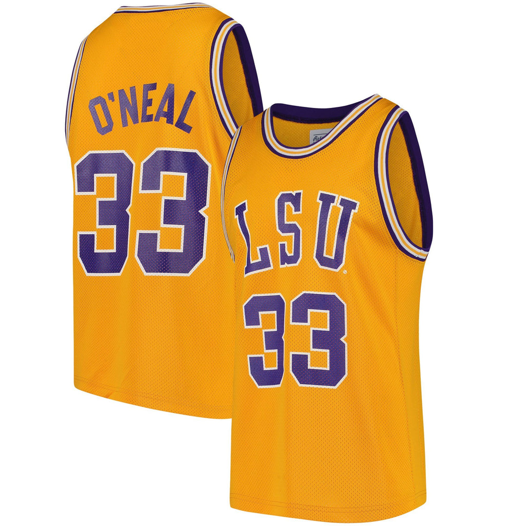 Men's Original Retro Brand Shaquille O'Neal White LSU Tigers Replica Basketball Jersey
