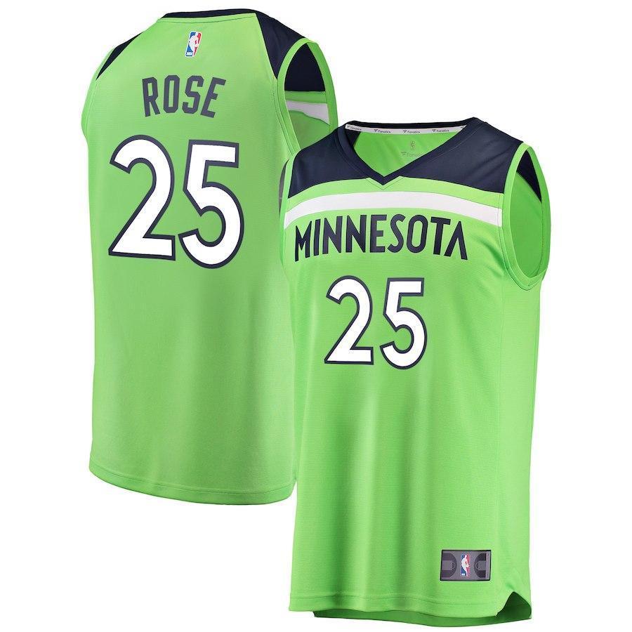 Derrick Rose Minnesota Timberwolves Branded Fast Break Player Jersey - Statement Edition - Neon Green