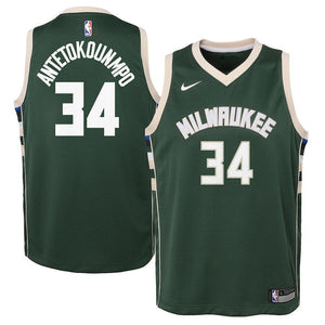 Giannis Antetokounmpo Milwaukee Bucks Youth Jersey Green - Icon Edition 2018/2019