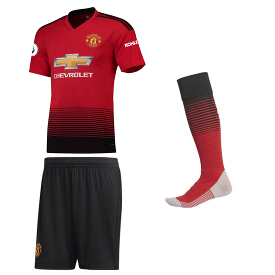 Manchester United 2018-2019 Home Football Kits: Jersey, Short, Socks