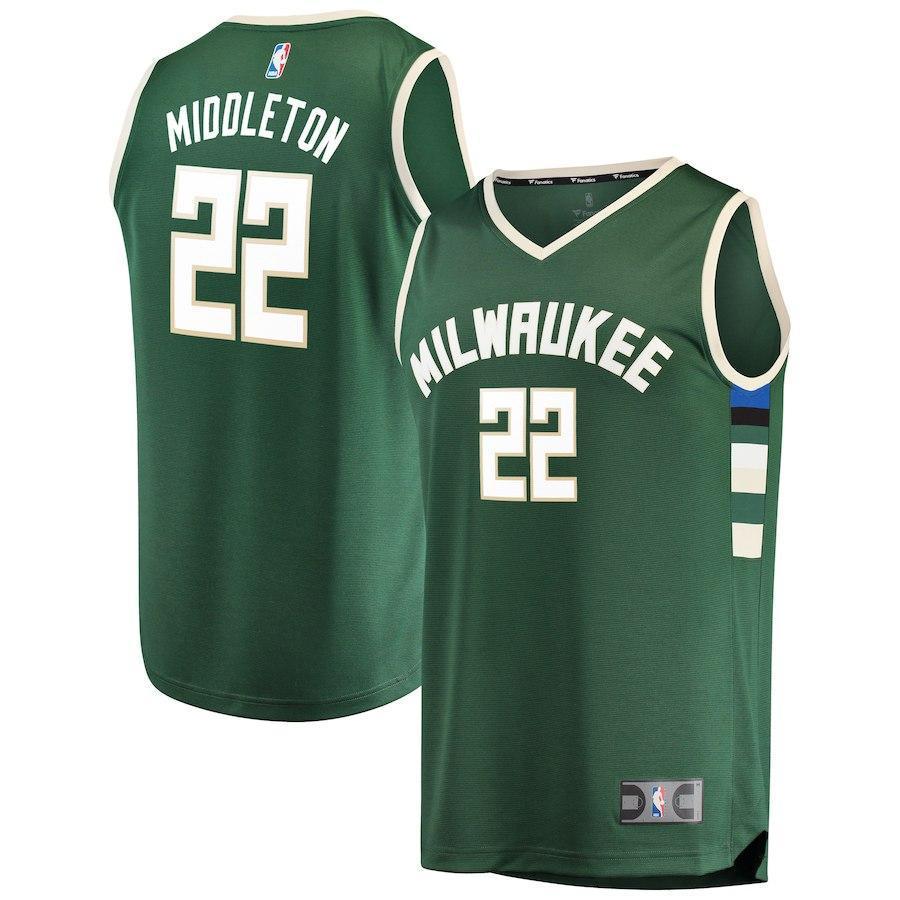 Khris Middleton Milwaukee Bucks Branded Youth Fast Break Player Jersey Green - Icon Edition 2018/2019