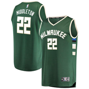 Khris Middleton Milwaukee Bucks Branded Youth Fast Break Player Jersey Green - Icon Edition 2018/2019