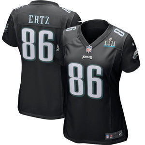 Women's Zach Ertz Black Philadelphia Eagles Super Bowl LII Bound Patch Game Event Jersey 2019