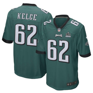 Jason Kelce Philadelphia Eagles Midnight Green Super Bowl LII Champions Patch Game Jersey 2019