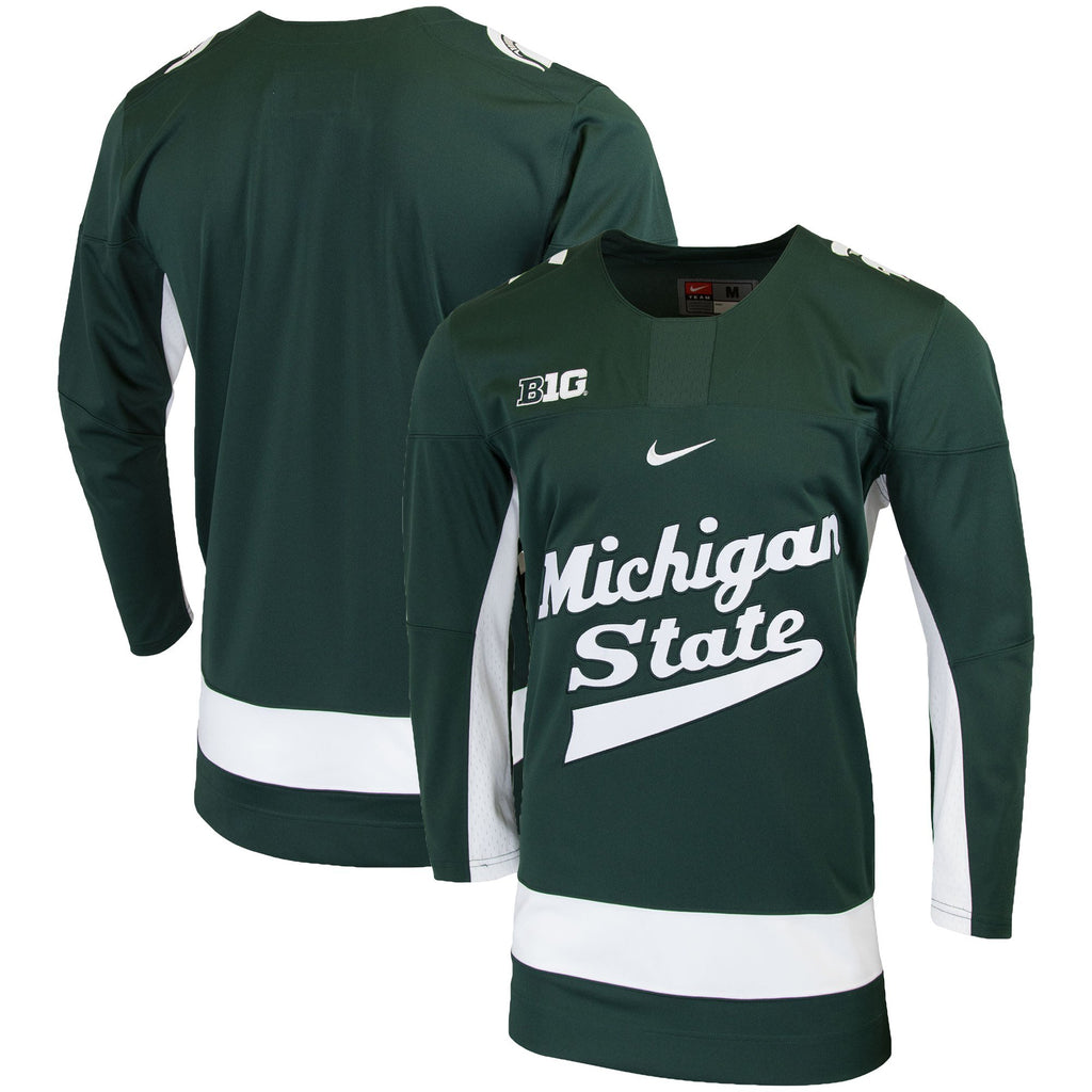 Men's Nike White/Green Michigan State Spartans Replica College Hockey Jersey
