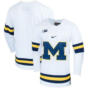 Men's Nike White Michigan Wolverines Replica College Hockey Jersey