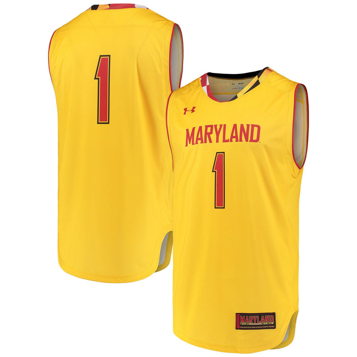 Men's Under Armour #1 Yellow Maryland Terrapins Replica Performance Basketball Jersey