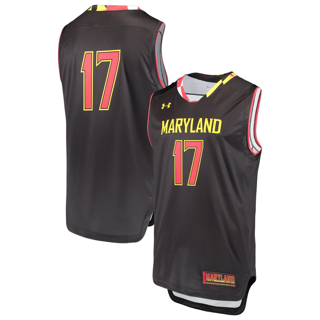 Men's Under Armour #17 Black Maryland Terrapins Replica Performance Basketball Jersey