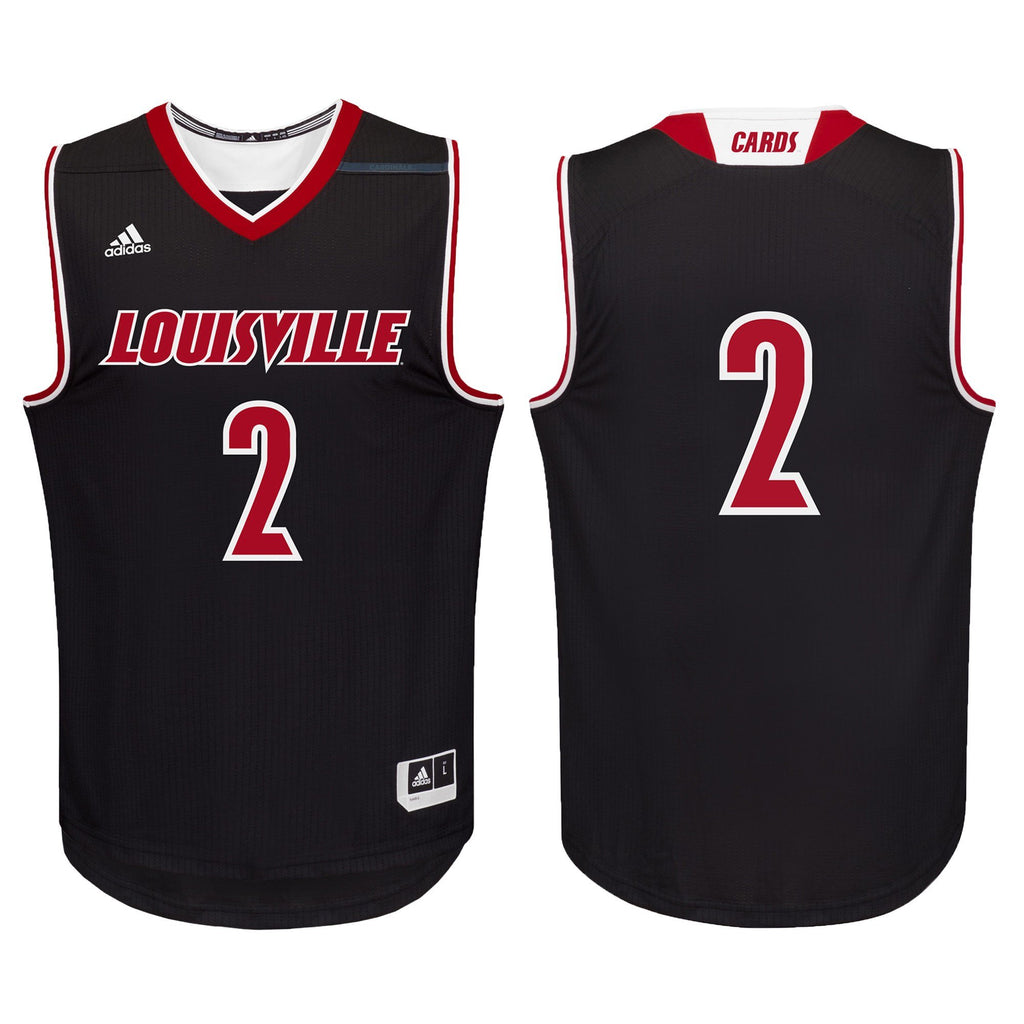 Men's Adidas #2 Black Louisville Cardinals Replica Basketball Jersey