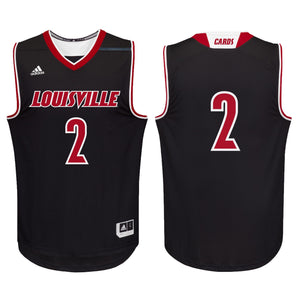 Men's Adidas #2 Black Louisville Cardinals Replica Basketball Jersey