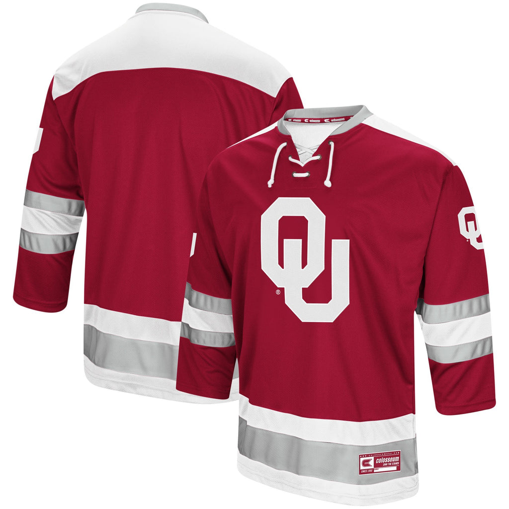 Men's Colosseum Crimson Oklahoma Sooners Athletic Machine Hockey Sweater Jersey
