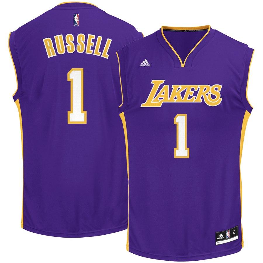 D'Angelo Russell Los Angeles Lakers Adidas Road Replica Jersey - Purple