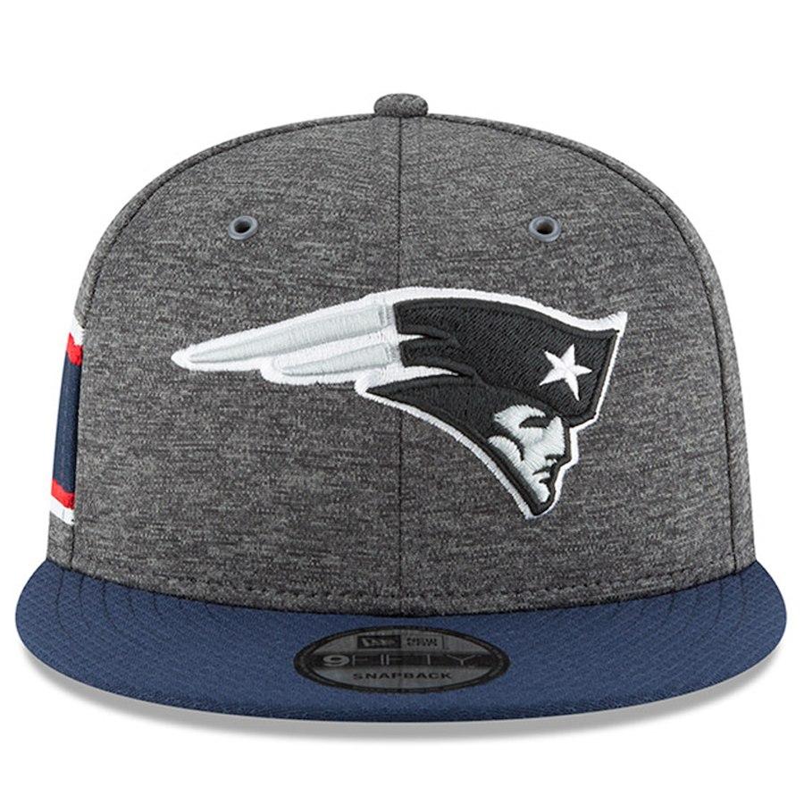 New Era New England Patriots Heather Gray/Navy 2018 NFL Sideline Home Graphite 9FIFTY Snapback Adjustable Hat