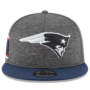 New Era New England Patriots Heather Gray/Navy 2018 NFL Sideline Home Graphite 9FIFTY Snapback Adjustable Hat