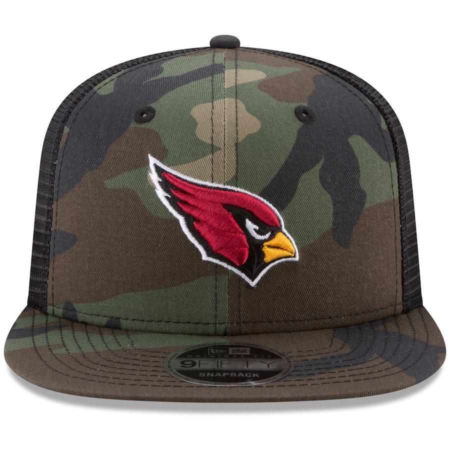 New Era Arizona Cardinals Woodland Camo/Black Trucker 9FIFTY Snapback Adjustable Hat