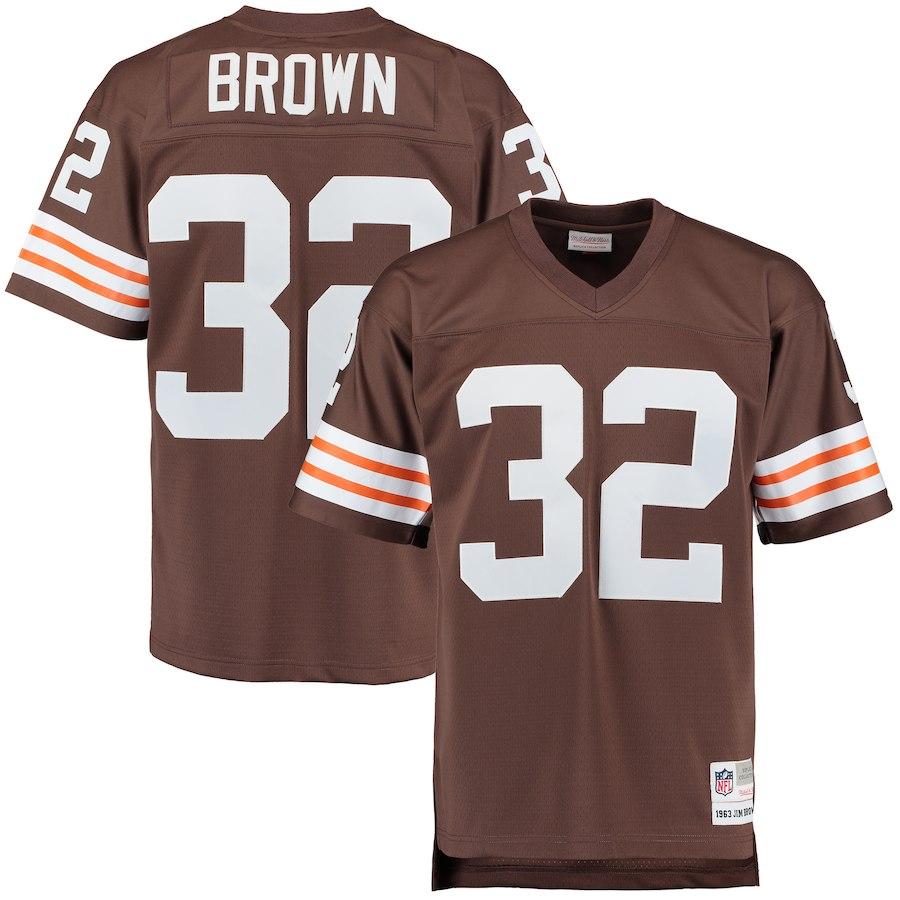 Men's Cleveland Browns Jim Brown Mitchell & Ness Brown Retired Player Replica Jersey