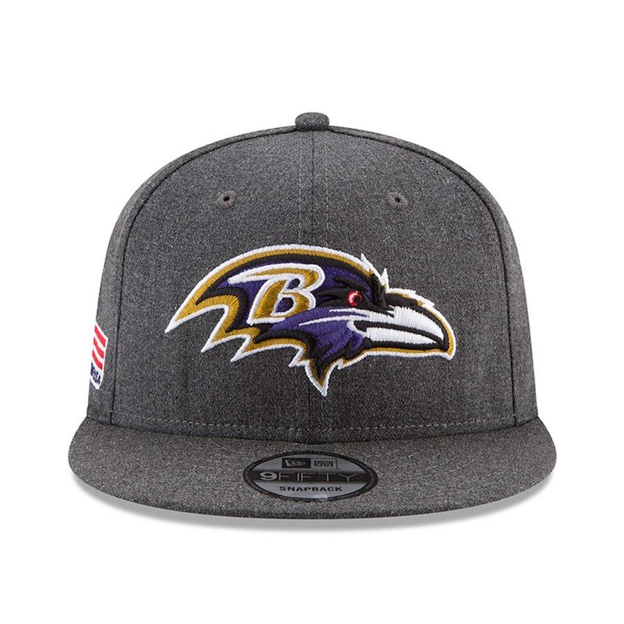 New Era Baltimore Ravens Heather Gray Crafted in the USA 9FIFTY Snapback Adjustable Hat