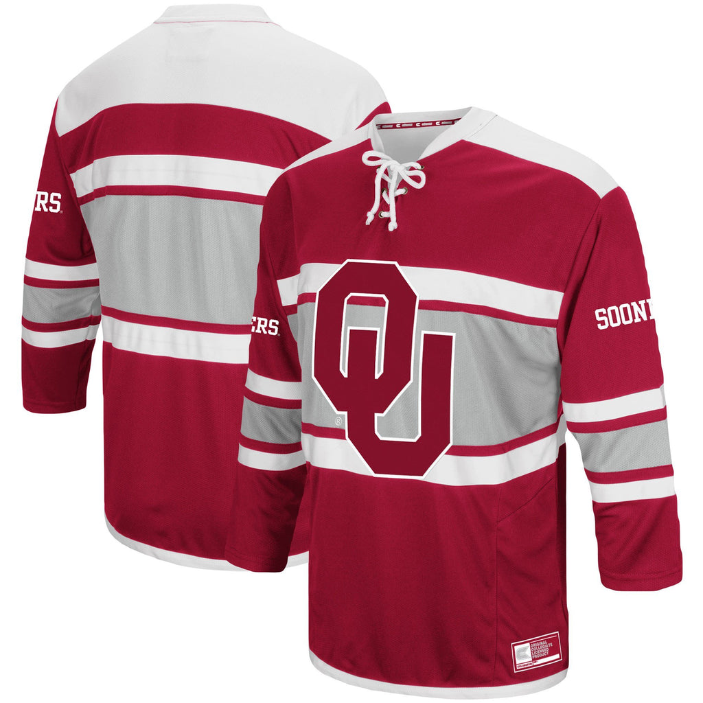 Men's Colosseum Crimson Oklahoma Sooners Open Net II Hockey Sweater