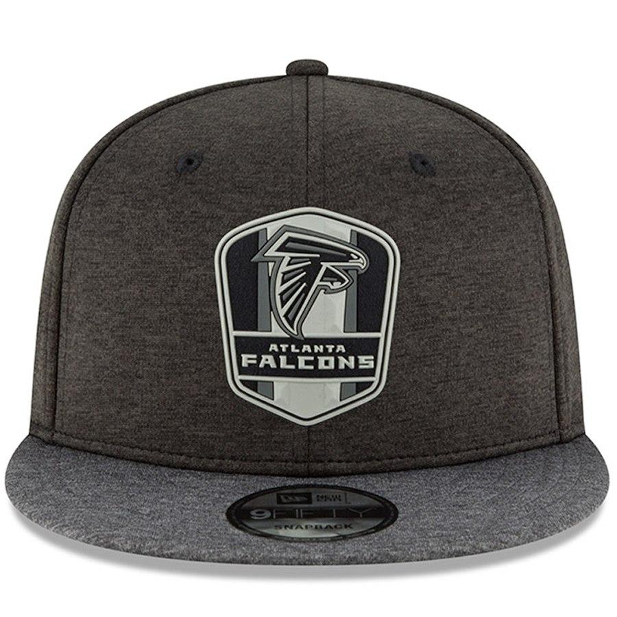 New Era Atlanta Falcons Heather Black/Heather Charcoal 2018 NFL Sideline Road Black 9FIFTY Snapback Adjustable Hat