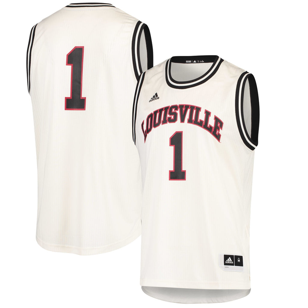 Men's Adidas Cream Louisville Cardinals 2018 Hardwood Classics Jersey