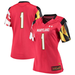 Women's Under Armour #1 Red Maryland Terrapins Finished Replica Jersey