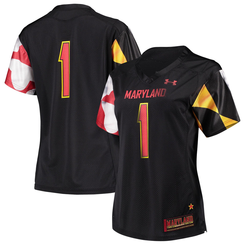 Women's Under Armour #1 Red Maryland Terrapins Finished Replica Jersey