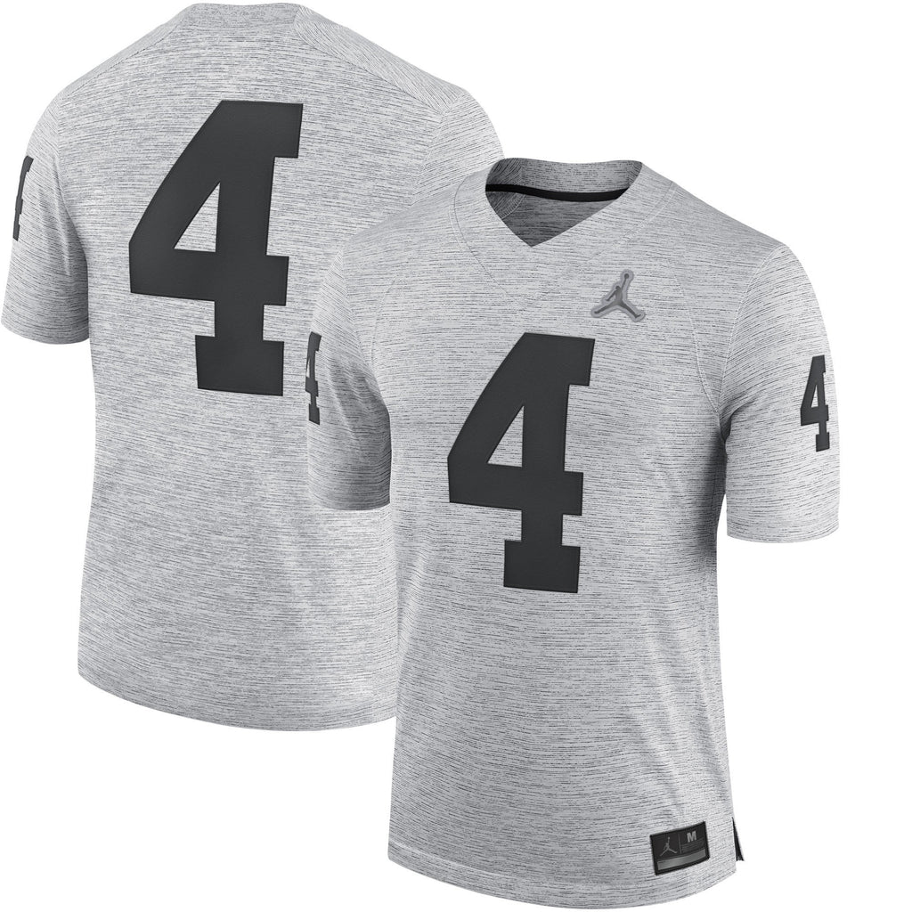 Men's Jordan Brand #4 Gray Michigan Wolverines Gridiron Gray 2.0 Jersey