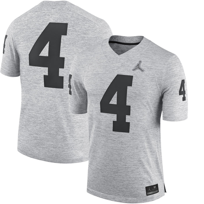 Men's Jordan Brand #4 Gray Michigan Wolverines Gridiron Gray 2.0 Jersey
