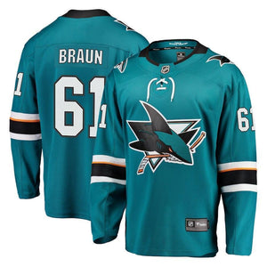 Justin Braun San Jose Sharks Player Swingman Jersey