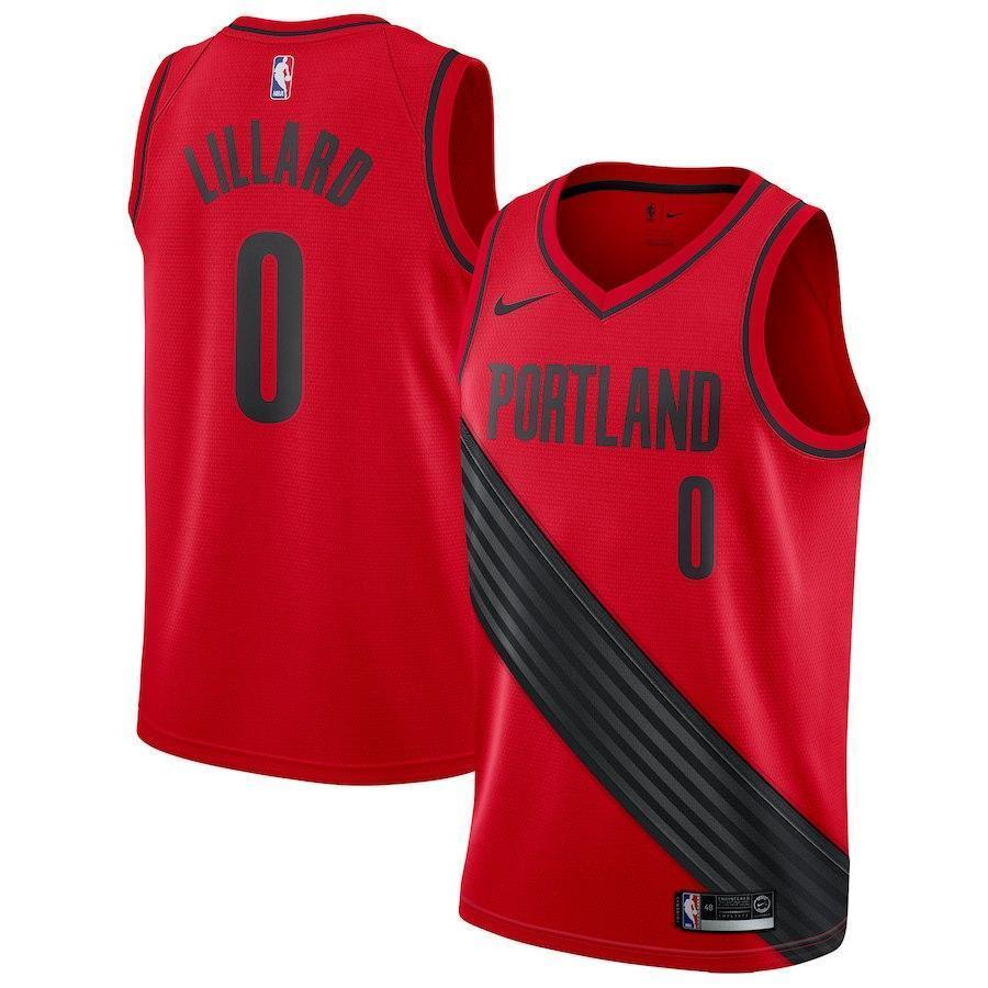 Damian Lillard Portland Trail Blazers Red Swingman Jersey 2018 - 2019