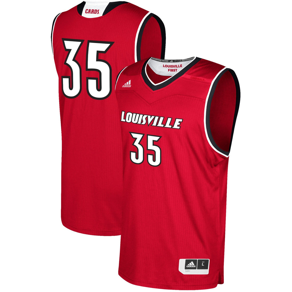 Men's Adidas #35 White Louisville Cardinals Replica Basketball Jersey