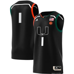 Men's Adidas Black/Green Miami Hurricanes Replica Swingman Jersey