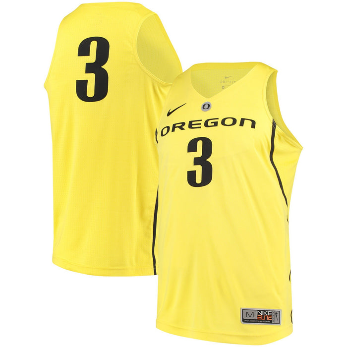 Men's Nike #3 Yellow Oregon Ducks Authentic Basketball Jersey