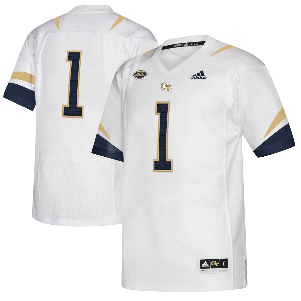 Men's Adidas #1 White/Navy Georgia Tech Yellow Jackets Premier Jersey
